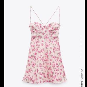 Zara FLORAL LINEN BLEND DRESS